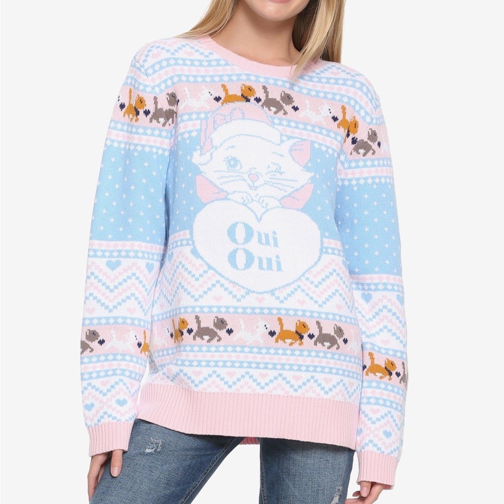 Disney Aristocats Marie Christmas Holiday Sweater New Small